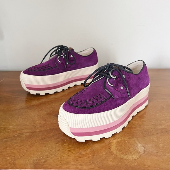 COACH • Platform Sneaker creeper chunky purple suede leather lug sole grunge - Picture 3 of 13